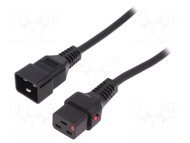 Cable; IEC C19 female,IEC C20 male; PVC; 3m; black; 16A; 250V IEC LOCK IEC-PC1286