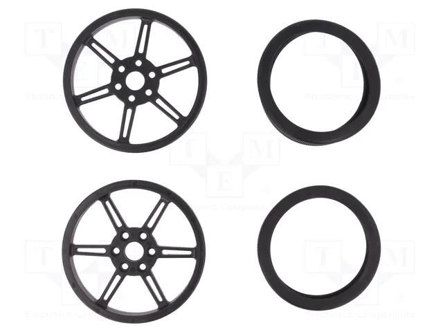 Wheel; black; Shaft: smooth,D spring; push-in; Ø: 80mm; W: 10mm POLOLU POLOLU-3690