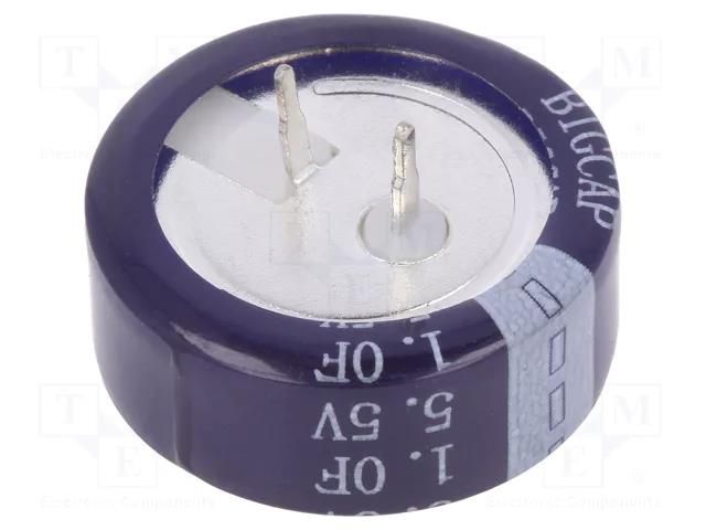 Supercapacitor; THT; 1F; 5.5VDC; ±20%; Body dim: Ø20.5x7.6mm; EDLC BIGCAP BCEC-5.5V-1.0F