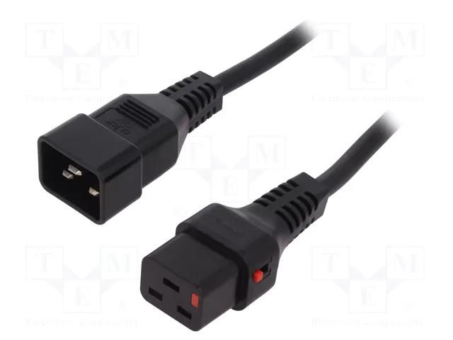 Cable; IEC C19 female,IEC C20 male; PVC; 1m; black; 16A; 250V IEC LOCK IEC-PC1284