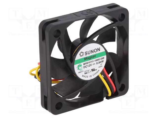 Fan: DC; axial; 12VDC; 50x50x10mm; 23.32m3/h; 30.7dBA; Vapo; 5800rpm SUNON MF50101V1-G99-A