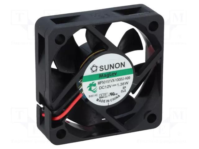 Fan: DC; axial; 12VDC; 50x50x15mm; 31.43m3/h; 38.1dBA; Vapo; 7200rpm SUNON MF50151VX-A99-A