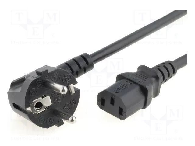 Cable; 3x1mm2; CEE 7/7 (E/F) plug angled,IEC C13 female; PVC LIAN DUNG SN311-3/10/1.8BK
