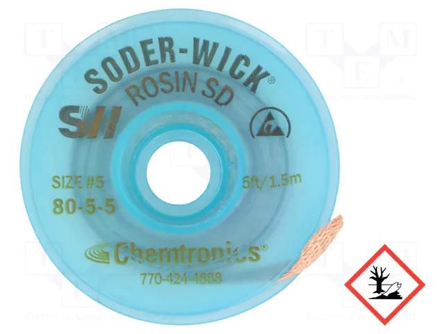 Tape: desoldering; halide-free,rosin,ROL0; W: 3.7mm; L: 1.5m; ESD CHEMTRONICS CH-SW80-5-5