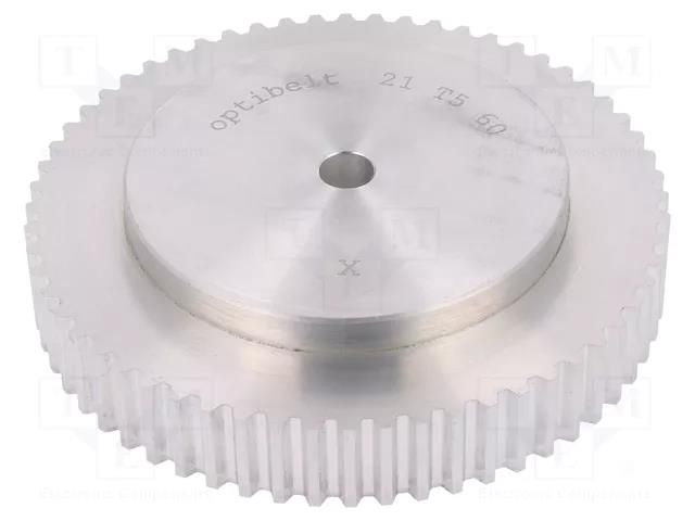 Belt pulley; T5; W: 10mm; whell width: 21mm; Ø: 94.64mm; aluminium OPTIBELT 21-T5-60-000ZA