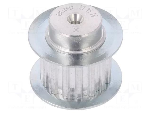 Belt pulley; T5; W: 16mm; whell width: 27mm; Ø: 24.6mm; aluminium OPTIBELT 27-T5-16-200ZA