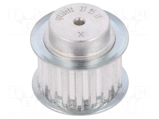 Belt pulley; T5; W: 16mm; whell width: 27mm; Ø: 27.8mm; aluminium OPTIBELT 27-T5-18-200ZA