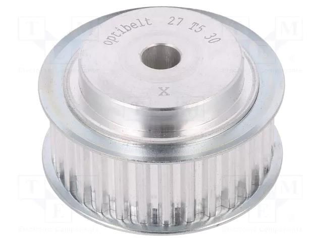 Belt pulley; T5; W: 16mm; whell width: 27mm; Ø: 46.95mm; aluminium OPTIBELT 27-T5-30-200ZA