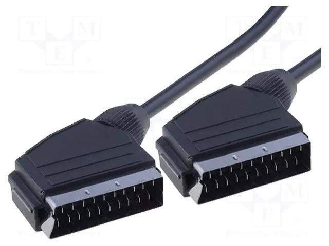 Cable; SCART plug,both sides; 3m; black; shielded Goobay SCART-03/030LC