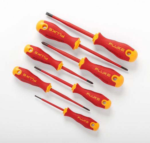 Insulated 7 units Screwdriver Kit, 1,000 V (3 slotted, 2 Phillips, 2 square), Fluke IKSC7 0095969905220; 0095969905220