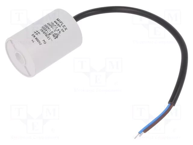 Capacitor: polypropylene; motors, run; 10uF; 450V; Ø40x55mm; ±5% MIFLEX I150V610J-C01