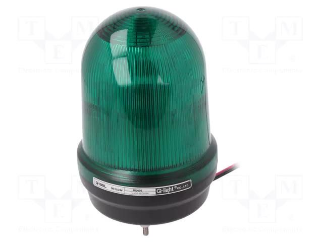 Signaller: lighting; flashing light,continuous light; green QLIGHT Q100L-12/24-G