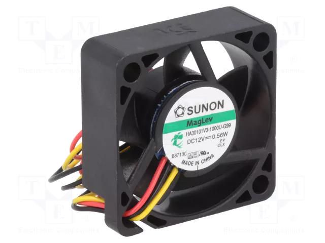 Fan: DC; axial; 12VDC; 30x30x10mm; 5.92m3/h; 15.1dBA; Vapo; 28AWG SUNON HA30101V3-G99-A