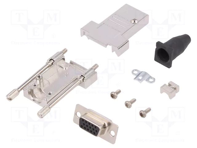 Connector: D-Sub; PIN: 15; plug; female; soldering; for cable; black ENCITECH DTSL09-TJSRGHDS15K