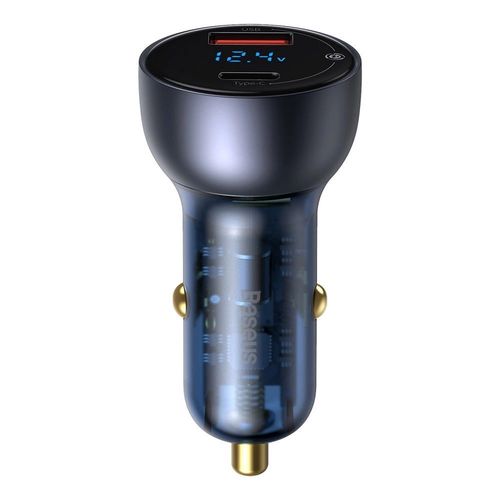 Baseus USB / USB Type C car charger 65 W 5 A SCP Quick Charge 4.0+ Power Delivery 3.0 LCD screen + USB Type C - USB Type C cable gray (TZCCKX-0G), Baseus 6953156223196 6953156223196