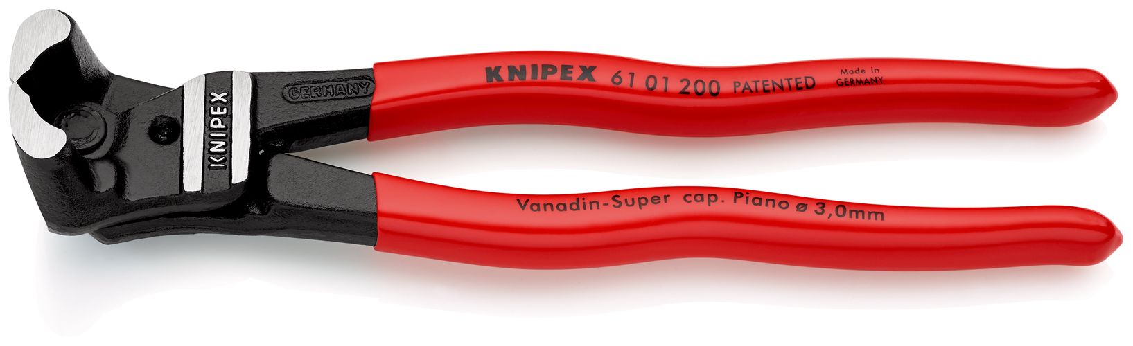 KNIPEX 61 01 200 Bolt End Cutting Nipper high lever transmission plastic coated black atramentized 200 mm 61 01 200 4003773033172