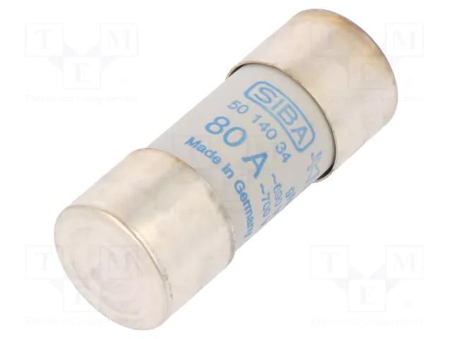 Fuse: fuse; 80A; 690VAC; gRL,gS; ceramic,cylindrical; 22x58mm SIBA 5014034.80