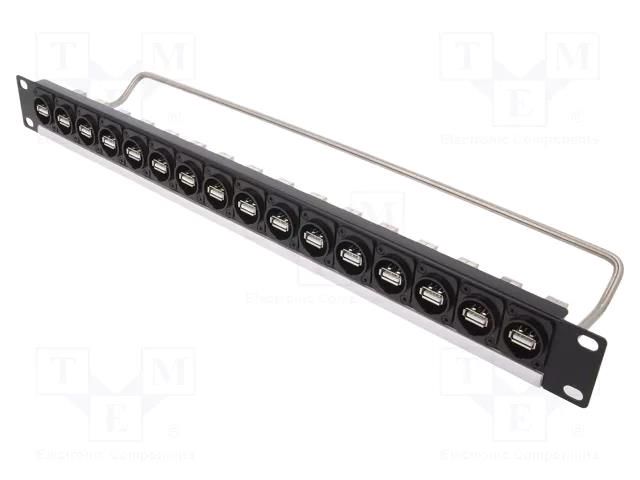 Connector: USB A; patch panel; screw; rack; M3; Height: 1U CLIFF CP30175