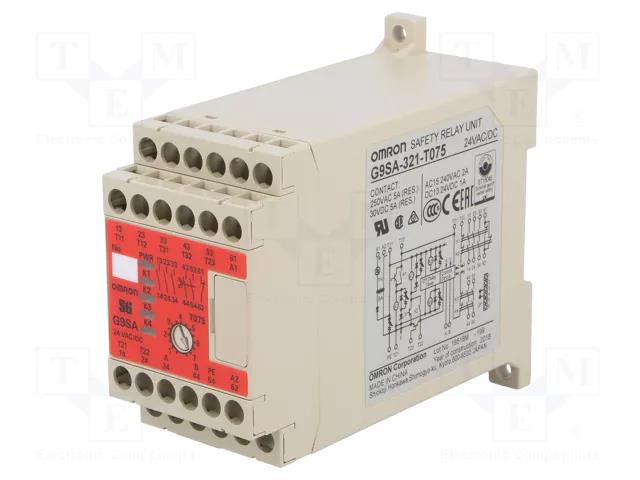 Module: safety relay; 24VAC; 24VDC; IN: 2; for DIN rail mounting OMRON G9SA-321-T075-24