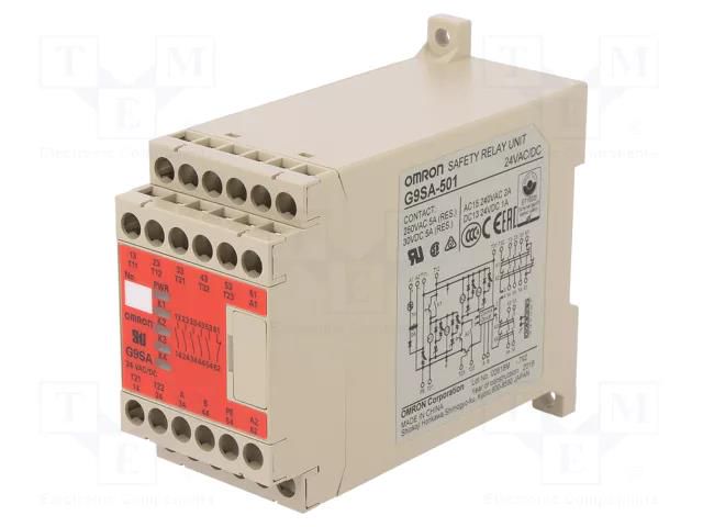 Module: safety relay; 24VAC; 24VDC; IN: 2; for DIN rail mounting OMRON G9SA-501-24