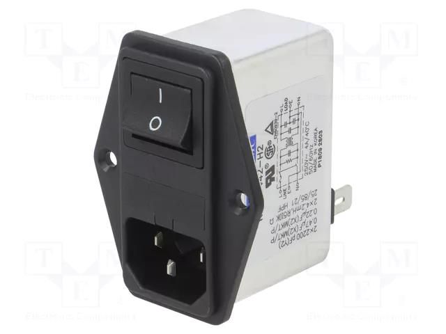 Connector: AC supply; socket; male; Inom: 4A; Ir: 0.35mA; 250VAC ROXBURGH EMC RIP0442H2