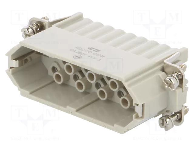 Connector: HDC; male; HD; PIN: 25; 10A; 250V; 25+PE; size 5; crimped TE Connectivity T2020252101-000