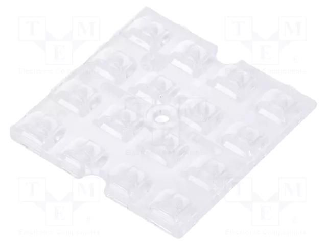 LED lens; square; plexiglass PMMA; transparent; Mounting: screw LEDIL C16503