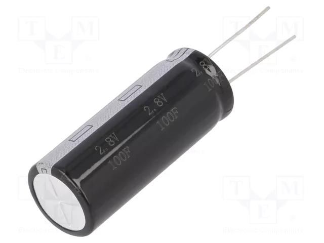 Supercapacitor; THT; 100F; 2.8VDC; ±20%; Ø18x45mm; 20mΩ; -40÷65°C BIGCAP BUP002R8L107FA