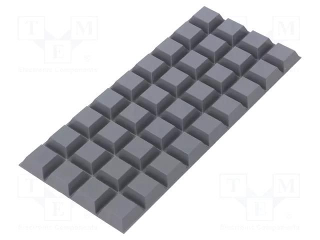 Self-adhesive foot; H: 7.6mm; grey; polyurethane; Dim: 20.6x20.6mm 3M SJ5023/GY