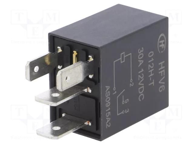Relay: electromagnetic; SPST-NO; Ucoil: 12VDC; 30A; automotive HONGFA RELAY HFV6/012H-T