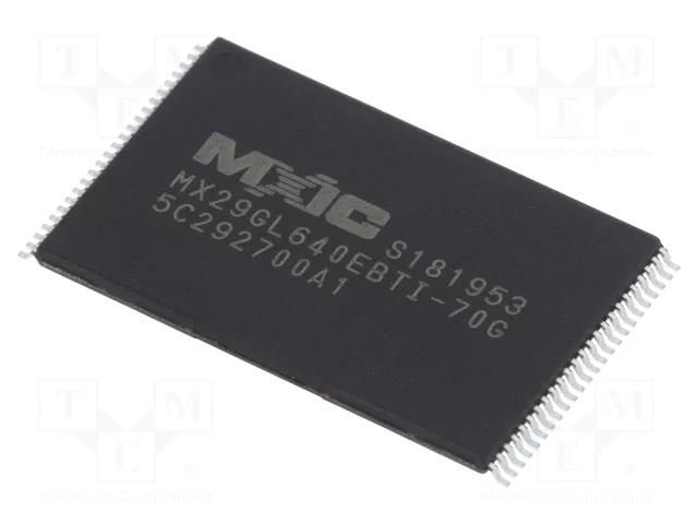 IC: FLASH memory; 64MbFLASH; 70ns; TSOP48; parallel MACRONIX INTERNATIONAL MX29GL640EBTI-70G