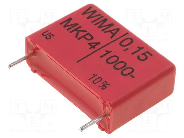 Capacitor: polypropylene; 150nF; 8.5x18.5x26.5mm; THT; ±10%; 1kVDC WIMA MKP4-150N/1000