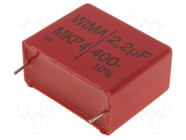Capacitor: polypropylene; 2.2uF; Uoper: 400VDC; Uoper max: 400VDC WIMA MKP4-2.2U/400