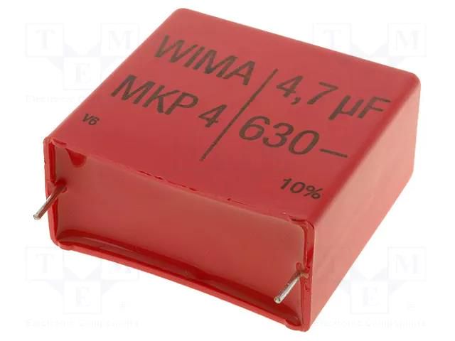 Capacitor: polypropylene; 4.7uF; 20x39.5x41.5mm; THT; ±10%; 37.5mm WIMA MKP4-4.7U/630