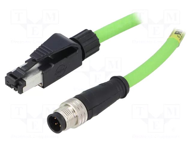Adapter; plug; RJ45; PIN: 4; straight; D code-Ethernet; IP67; 3m MOLEX MX-120108-8121