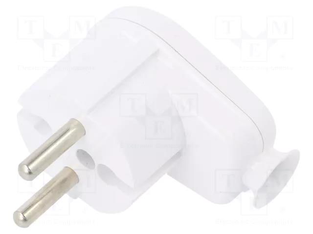 Connector: AC supply; male; plug; 2P; 230VAC; 16A; white; for cable PLASTROL WT-16B/WH