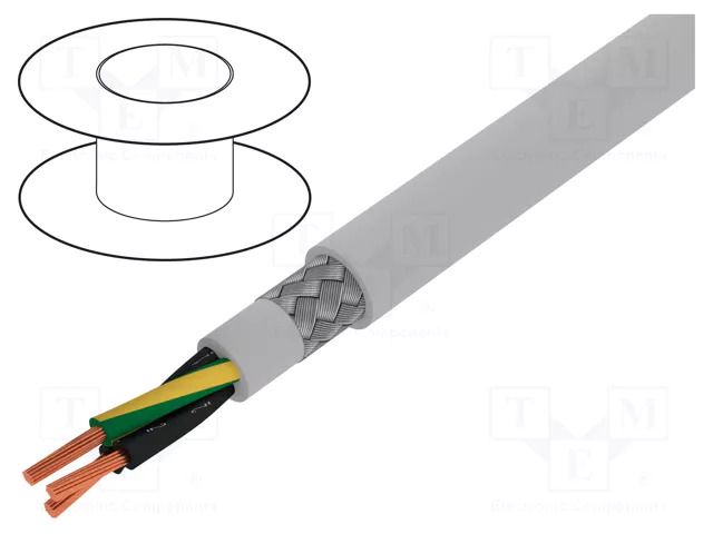 Wire; Pro-Met; 3G0.5mm2; shielded,tinned copper braid; PVC; 100m ALPHA WIRE 470035CY-GE033
