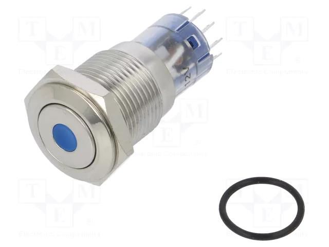 Switch: vandal resistant; DPDT; 3A/250VAC; IP67; ON-(ON); blue BULGIN MP0045/1E1BL012S