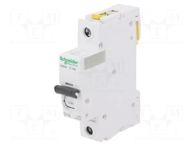 Circuit breaker; 230VAC; Inom: 16A; Poles: 1; Charact: D; 6kA; IP20 SCHNEIDER ELECTRIC A9F05116