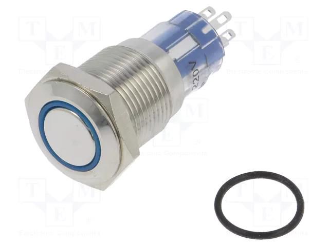 Switch: vandal resistant; DPDT; 3A/250VAC; IP67; ON-(ON); blue BULGIN MP0045/1E2BL220S