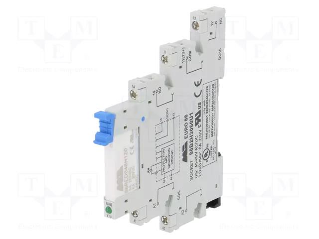 Relay: interface; SPDT; Ucoil: 48VDC; 6A; 6A/250VAC; 6A/30VDC; 88E2H MORSETTITALIA 88E2H3048D1