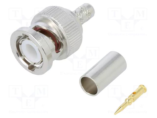 Connector: BNC; plug; male; straight; 50Ω; crimped; for cable; POM AMPHENOL RF 112116