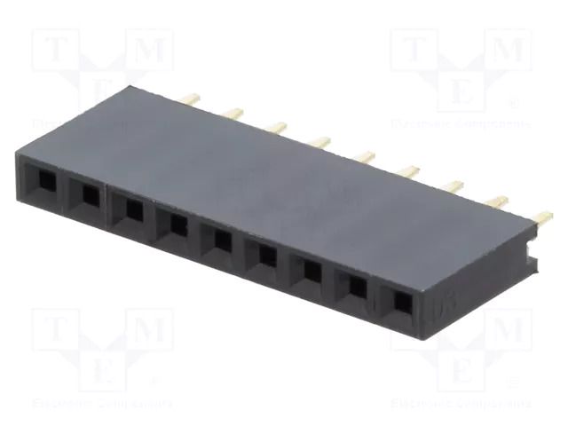 Connector: pin strips; socket; female; PIN: 9; THT; straight; 3A CONNFLY ZL262-9SG