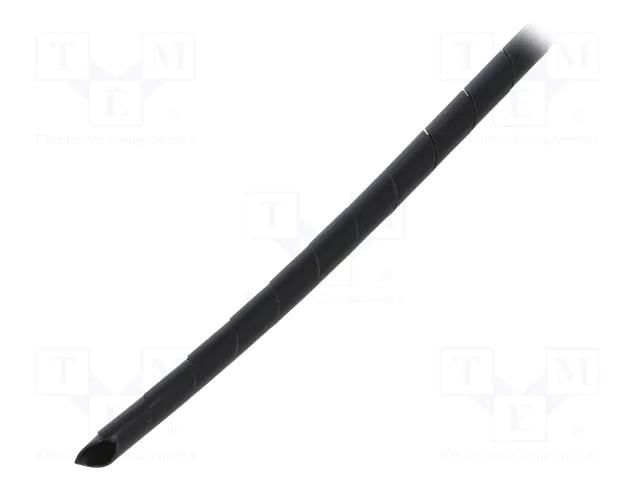 Spiral wrapping; ØBundle : 6mm; black; L: 10m; Features: flexible QOLTEC QOLTEC-52250
