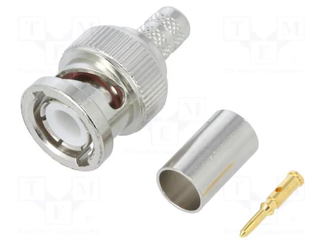 Connector: BNC; plug; male; straight; 50Ω; crimped; for cable; POM AMPHENOL RF 112533
