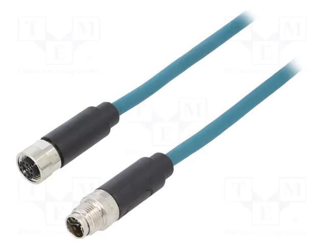 Cable: for sensors/automation; PIN: 8; male; M12 male,M12 female BULGIN TPU12FIM08XFB030PU