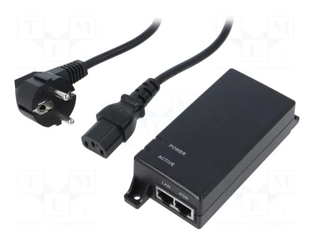 PoE power supply unit; IEC C14,RJ45 socket x2; active; 15.4W DIGITUS DN-95102-1