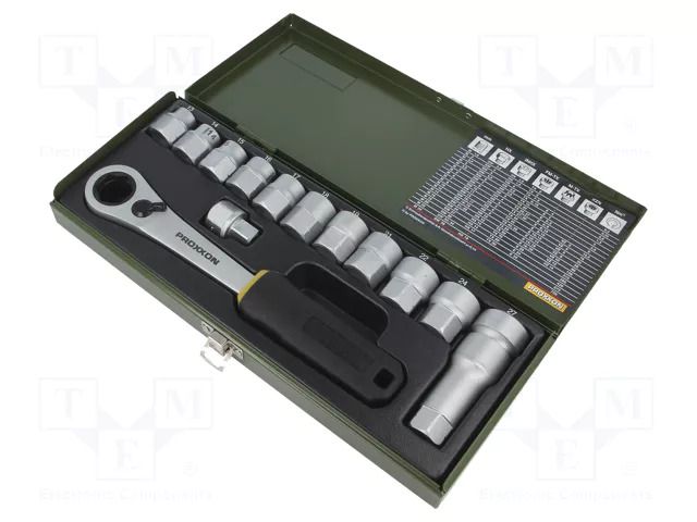 Wrench-set; 6-angles,socket bits,socket spanner; 1/2"; 14pcs. PROXXON PRN23604