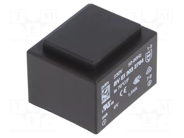 Transformer: encapsulated; 1.5VA; 230VAC; 6V; 250mA; PCB; BVEI HAHN BVEI3032764