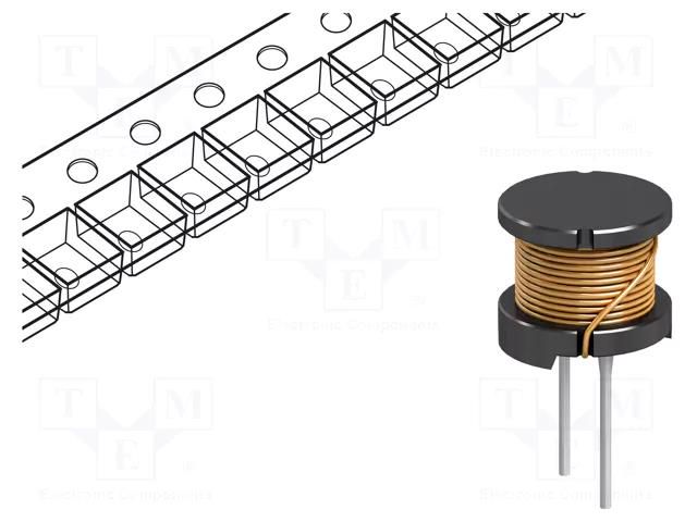 Inductor: wire; THT; 180uH; 1.68A; 200mΩ; ±10%; Ø12.5x10.8mm; 100kHz FASTRON 09HVP-181K-50